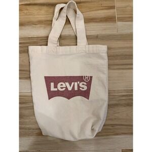 Levis Canvas Tote Bag Off White Batwing Logo Graphic Reusable Shopper Purse